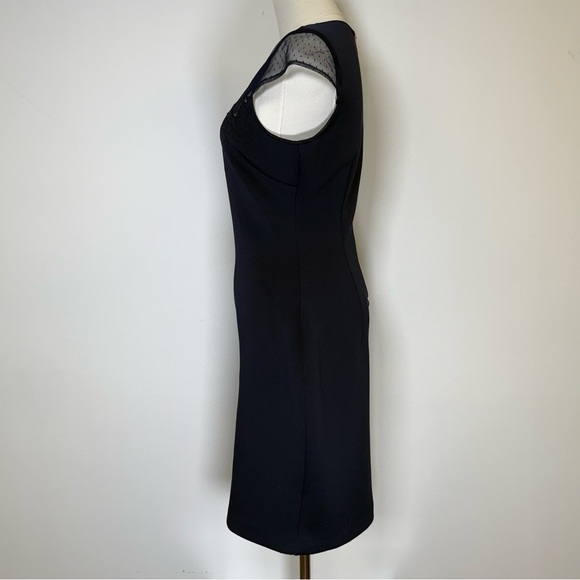 Guess Los Angeles Navy Cap Sleeve Lace Illusion Sheath Dress Women’s Size 4 - Picture 5 of 11